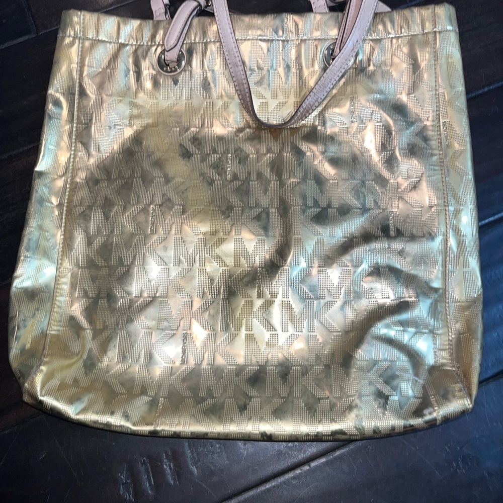 Gold Designer Michael Kors Tote Bag